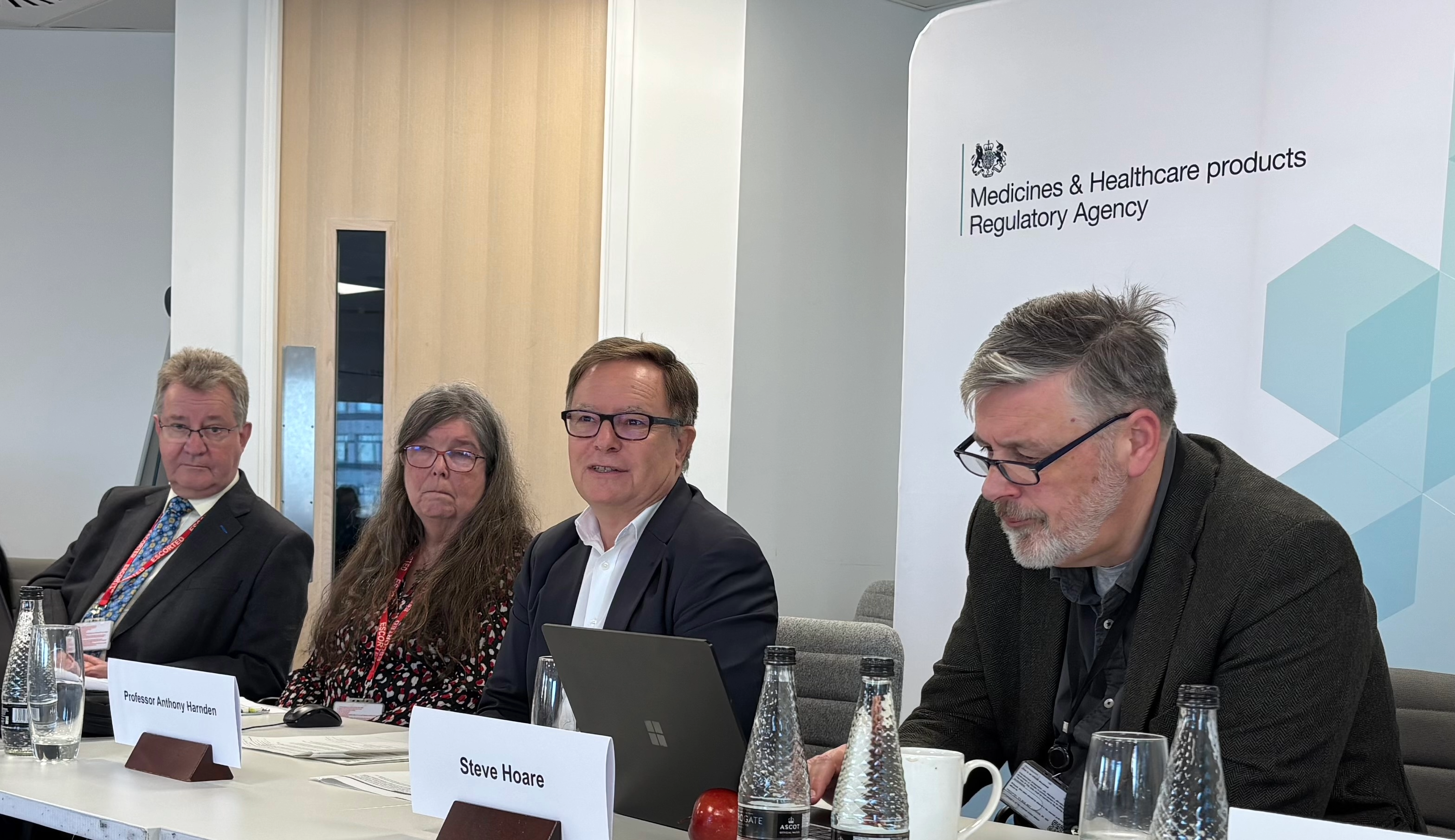 (Left to right) Rob Lowe (Vice-Chair of BP Commission), Anna-Maria Brady (Chair of BP Commission), Professor Anthony Harnden (Chair of MHRA), and Steve Hoare (Secretary and Scientific Director of BP Commission).