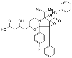 3. 4-[1b-(4-fluorophenyl)-7-hydroxy-1a-phenyl-7a-(phenylcarbamoyl)-7-(propan-2-yl)hexahydro-3H-oxireno[3,4]pyrrolo[2,1-b][1,3]oxazin-3-yl]-3-hydroxybutanoic acid (epoxy pyrrolooxazin 7-hydroxy analogue)